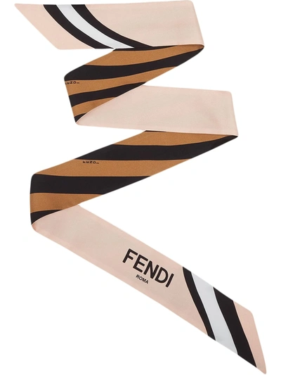 Shop Fendi Wrappy Logo Print Scarf In Black