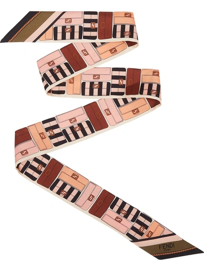 Shop Fendi Handbag Print Wrappy Scarf In Pink