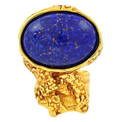 Pre-owned Saint Laurent Arty Blue Metal Ring