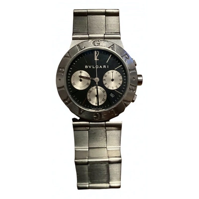Pre-owned Bvlgari Diagono Silver Steel Watch