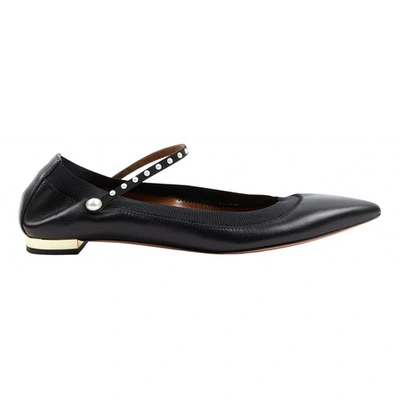 Pre-owned Aquazzura Black Leather Ballet Flats