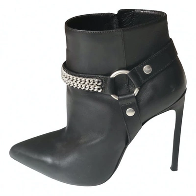 Pre-owned Saint Laurent Black Leather Ankle Boots