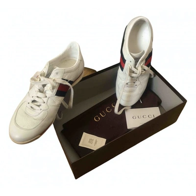 Pre-owned Gucci White Leather Trainers