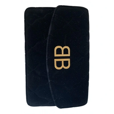 Pre-owned Balenciaga Bb Chain Black Velvet Clutch Bag
