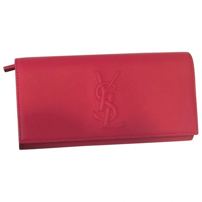 Pre-owned Saint Laurent Belle De Jour Pink Leather Wallet