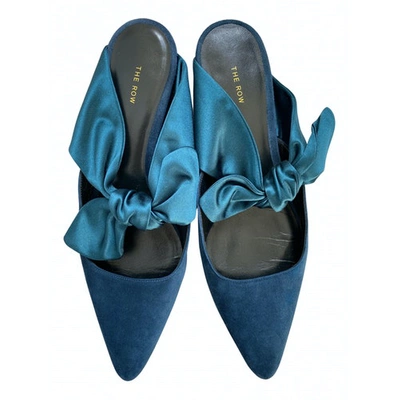 Pre-owned The Row Coco Blue Suede Mules & Clogs