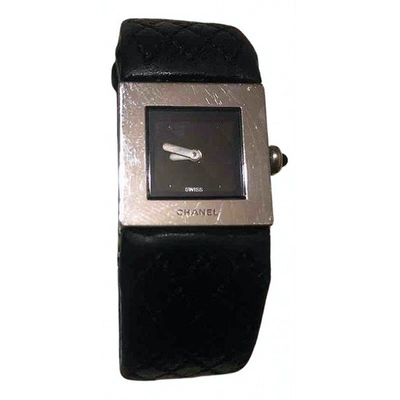 Pre-owned Chanel Matelassée Black Steel Watch