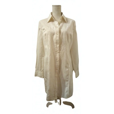 Pre-owned Luisa Cerano White Linen Dress