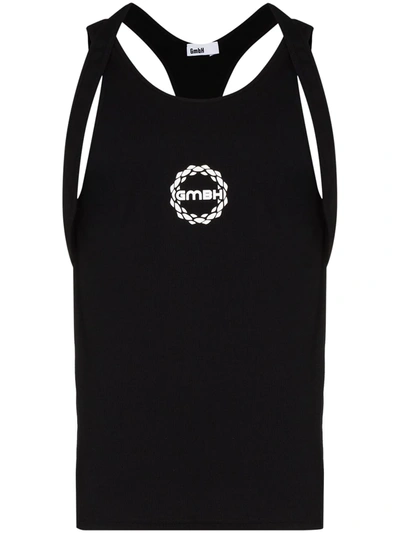 Gmbh Multi-strap Logo-print Cotton-blend Tank Top In Black