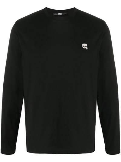 Shop Karl Lagerfeld Ikonik Longsleeved T-shirt In Black