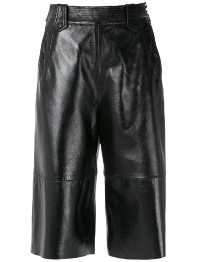 Shop Nk Leather Cropped Trousers In Black