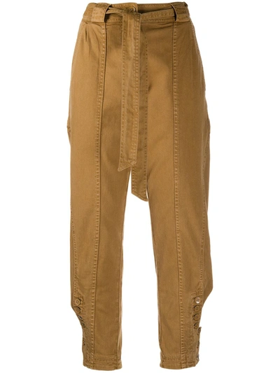 Shop Ulla Johnson Carmen Cropped Tapered Trousers In Brown