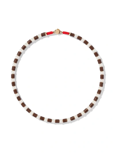 Shop Roxanne Assoulin Lychee Wood Necklace In Brown