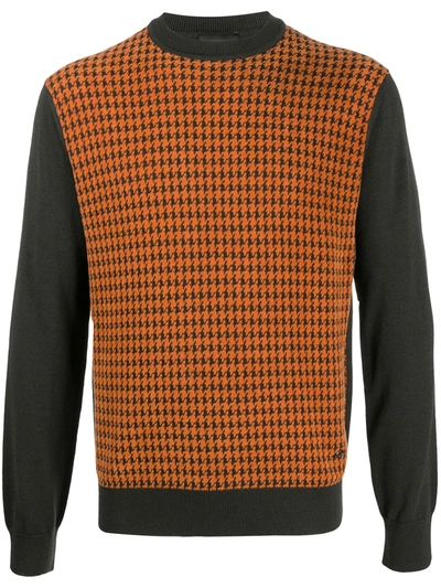 Shop Emporio Armani Houndstooth Jumper In Brown