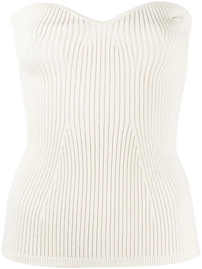 Shop Khaite Ribbed Knit Bustier Top In White