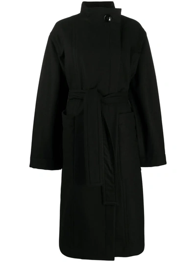 Shop Lemaire High-neck Coat In Black
