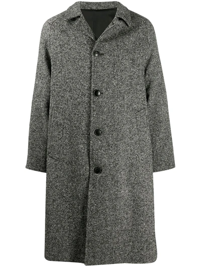 Shop Ami Alexandre Mattiussi Single-breasted Tweed Coat In Black