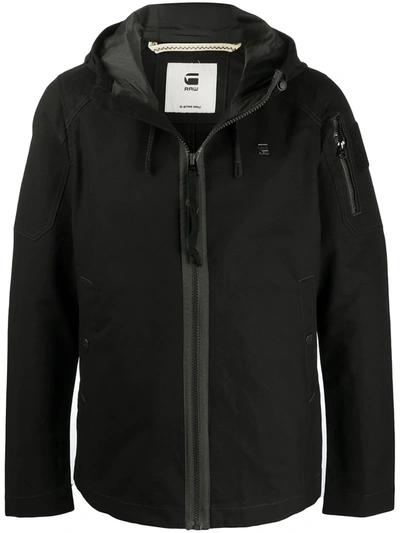 Shop G-star Raw Hooded Windbreaker Jacket In Black