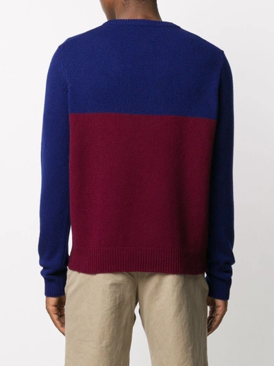 Shop Maison Kitsuné Logo Intarsia Knit Fox Jumper In Blue