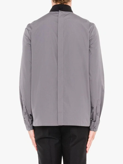 Shop Prada Rear-buttoned Panelled Shirt In Grey