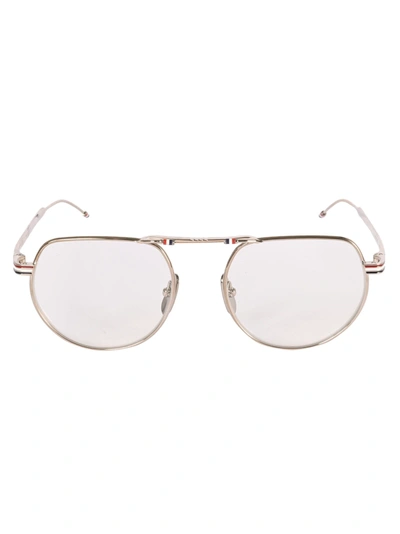 Shop Thom Browne Metallic Frame Glasses In Silver