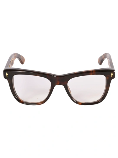 Shop Jacques Marie Mage Fitzgerald Classic Square Frame Glasses In Black/brown