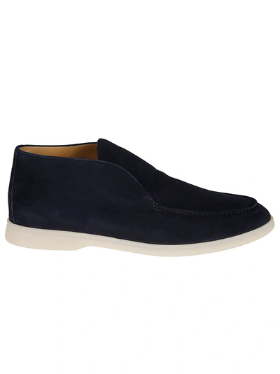Shop Loro Piana Slide-on Loafers In Blue Navy