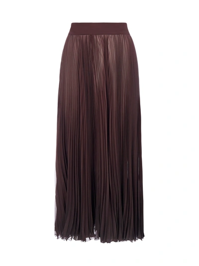 Shop Dolce & Gabbana Degrade Pleated Chiffon Midi Skirt In Moro Marrone