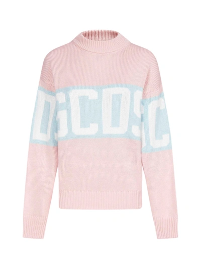Shop Gcds Band-logo Cotton Sweater In Pink