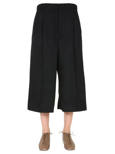 Shop Lemaire Cropped Trousers In Nero