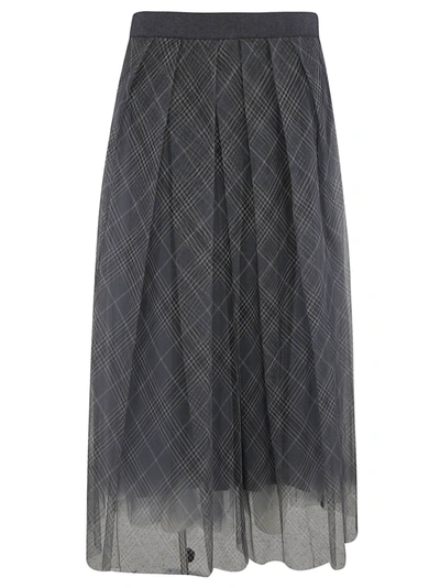 Shop Fabiana Filippi Laced Check Skirt In Grey