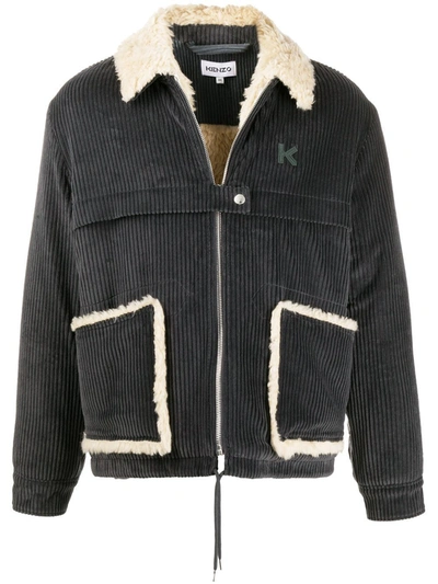Shop Kenzo Men's Grey Cotton Outerwear Jacket