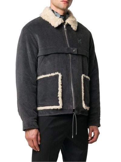 Shop Kenzo Men's Grey Cotton Outerwear Jacket