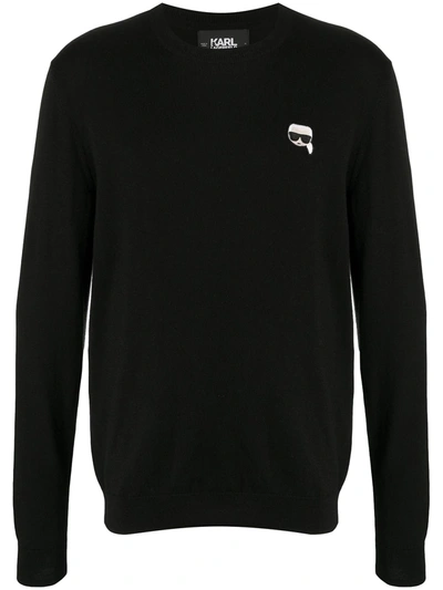 Shop Karl Lagerfeld Ikonik Karl Knit Sweater In Black