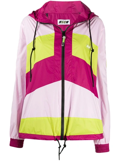 Shop Msgm Colour-block Zipped Jacket In Pink