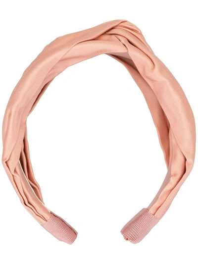 Shop Jennifer Behr Twist Silk Headband In Pink