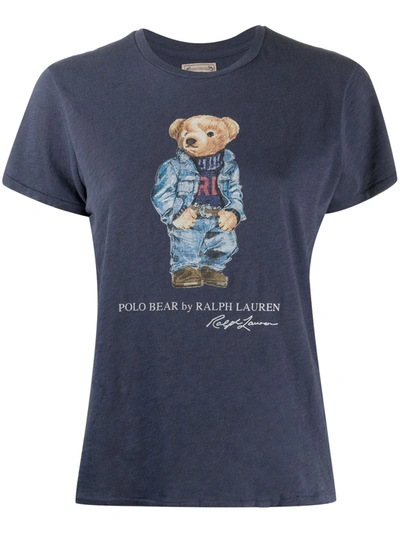 Polo Ralph Lauren Polo Bear-print Cotton T-shirt In Navy | ModeSens