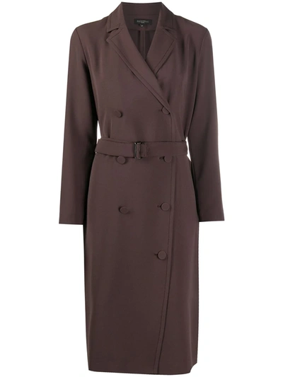 Shop Antonelli Double-breasted Belted Dress In Brown