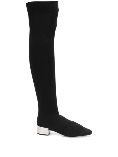 Shop René Caovilla Grace Sock Knee-length Boots In Black