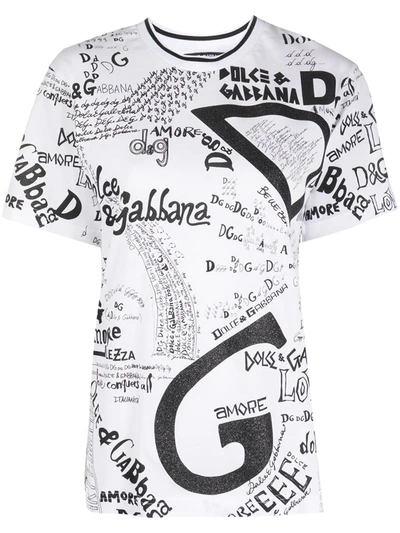 Shop Dolce & Gabbana Multi-logo Print T-shirt In White