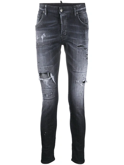 Shop Dsquared2 Distressed-effect Skinny-fit Jeans In Black
