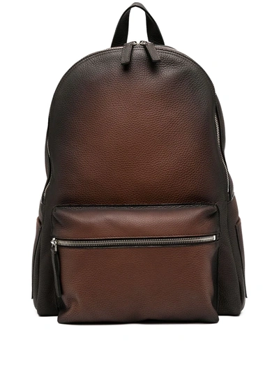 Shop Orciani Burnished Leather Backpack In Brown