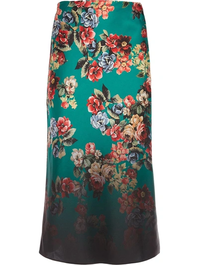 Shop Alice And Olivia Floral-print Skirt In Green