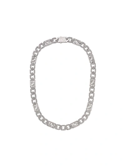 Shop Fendi Ff Chain Link Necklace In Silver