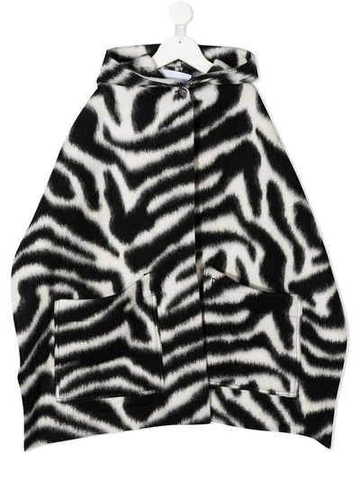 Shop Dondup Zebra Print Cape Coat In Black