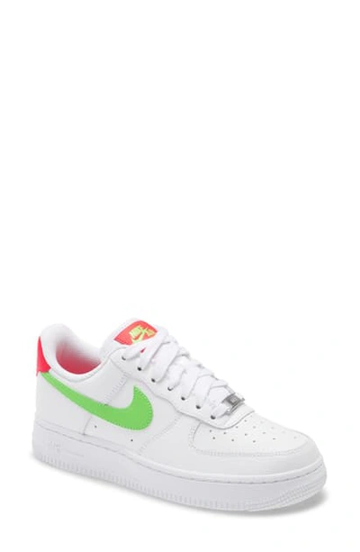 Shop Nike Air Force 1 '07 Ess Sneaker In White/laser Crimson/ Green