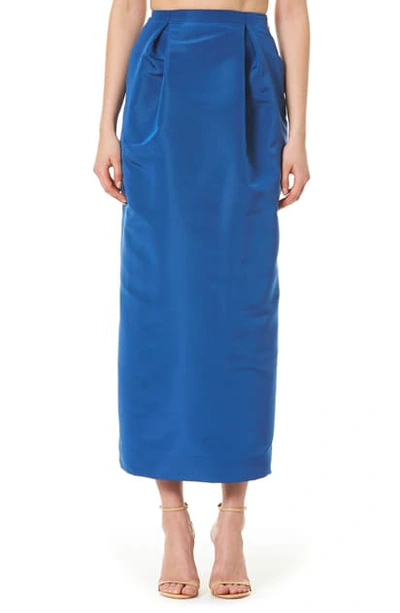 Shop Carolina Herrera Pleated Silk Midi Skirt In Tempest