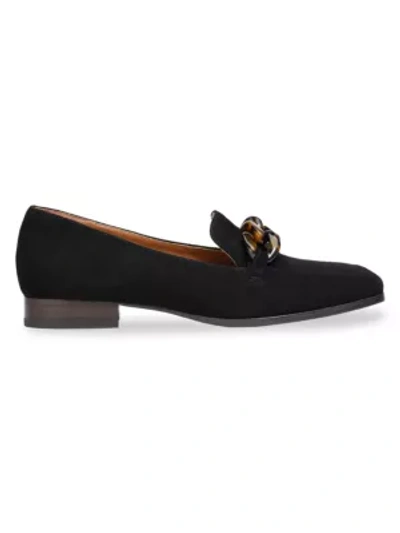 Shop Kate Spade Rowan Square-toe Suede Loafers In Black