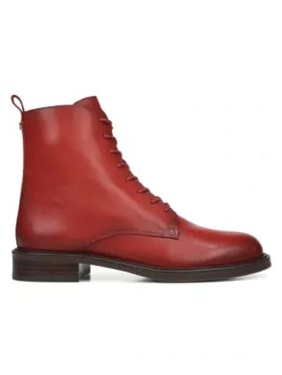 Shop Sam Edelman Nina Leather Combat Boots In Candy Red