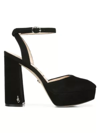 Shop Sam Edelman Olwyn Suede Platform Sandals In Black
